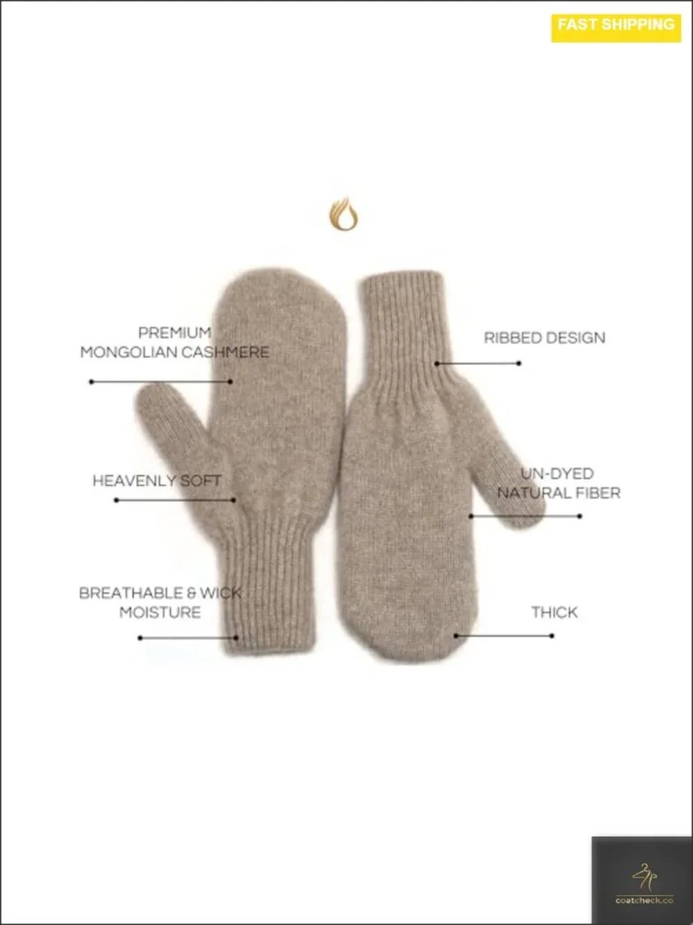 Organic Pure Cashmere Mittens - Luxury Winter Accessories - Thermal Gloves